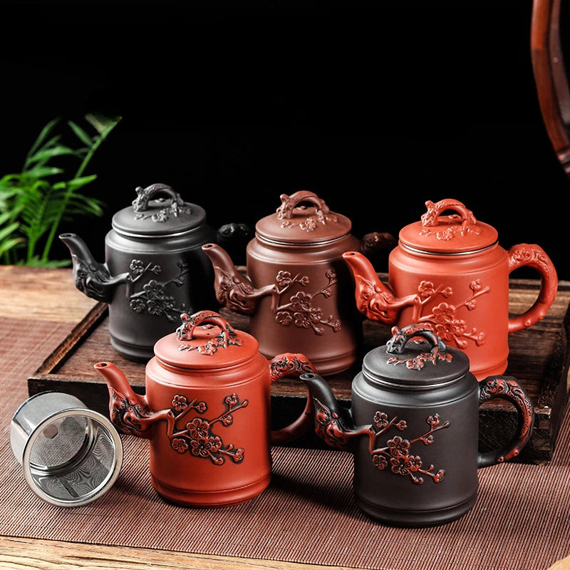 Yixing Zisha Pot Stainless Steel Strainer Teapot Large Capacity Flower Tea Single Pot Tea Cup Kettle Set Home 500ml Tea Maker