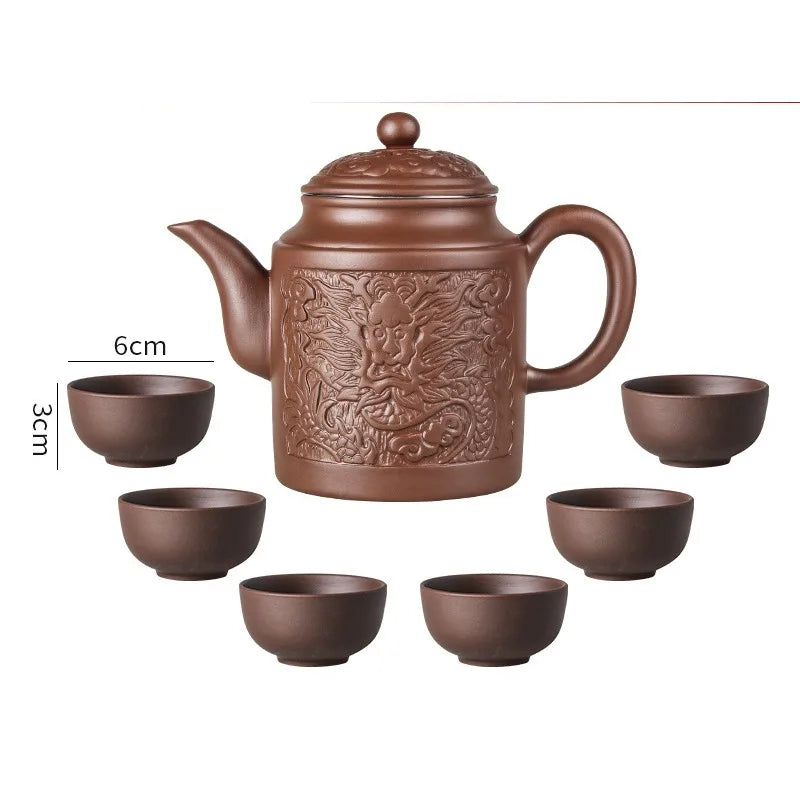Yixing Zisha Pot Stainless Steel Strainer Teapot Large Capacity Flower Tea Single Pot Tea Cup Kettle Set Home 500ml Tea Maker