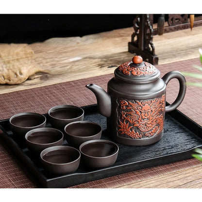 Yixing Zisha Pot Stainless Steel Strainer Teapot Large Capacity Flower Tea Single Pot Tea Cup Kettle Set Home 500ml Tea Maker