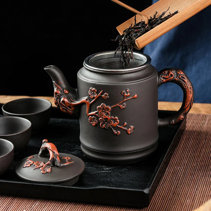 Yixing-Zisha Pot Stainless Steel Strainer Teapot, Large Capacity, Flower Tea, Single Pot, Tea Cup, Kettle Set, Home, 550ml
