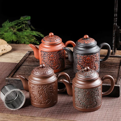 Yixing Zisha Pot Stainless Steel Strainer Teapot Large Capacity Flower Tea Single Pot Tea Cup Kettle Set Home 500ml Tea Maker