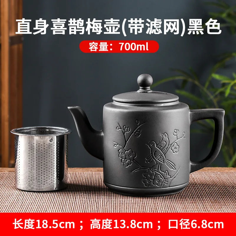 Yixing Zisha Pot Stainless Steel Strainer Teapot Large Capacity Flower Tea Single Pot Tea Cup Kettle Set Home 700ml Tea Maker