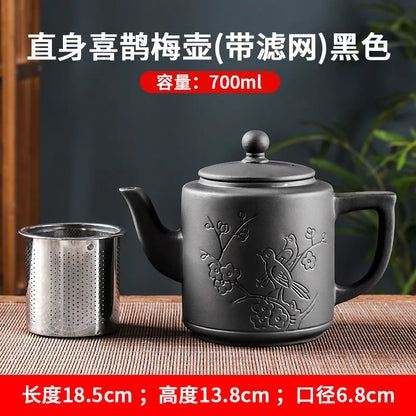 Yixing Zisha Pot Stainless Steel Strainer Teapot Large Capacity Flower Tea Single Pot Tea Cup Kettle Set Home 700ml Tea Maker