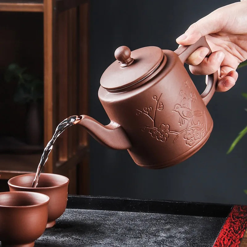 Yixing Zisha Pot Stainless Steel Strainer Teapot Large Capacity Flower Tea Single Pot Tea Cup Kettle Set Home 700ml Tea Maker