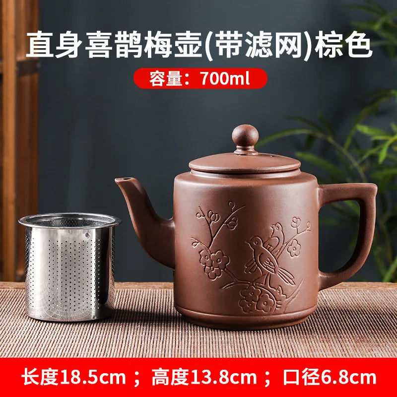 Yixing Zisha Pot Stainless Steel Strainer Teapot Large Capacity Flower Tea Single Pot Tea Cup Kettle Set Home 700ml Tea Maker