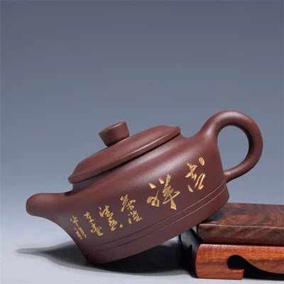 Yixing Zisha Tea Pot Bottom Trough Bell Pot Authentic All Hand-painted Gold Offer Pot Home Kung Fu Black Tea Dahongpao Teaware