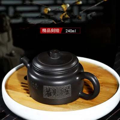 Yixing Zisha Tea Pot Hand-carved Original Authentic Black Mud Dehua Kung Fu Green Tea Tie Guan Yin Home Teaware Gift Box set