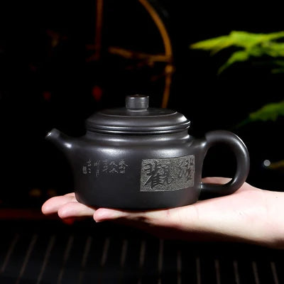Yixing Zisha Tea Pot Hand-carved Original Authentic Black Mud Dehua Kung Fu Green Tea Tie Guan Yin Home Teaware Gift Box set