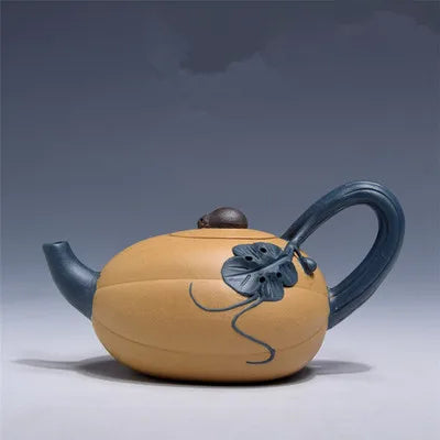 Yixing Zisha Teapot Famous Authentic All Handmade Decals Melon Pot Green Mud Section Mud Home Kung Fu Black Tea Oolong Teapot