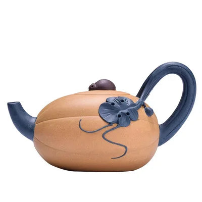 Yixing Zisha Teapot Famous Authentic All Handmade Decals Melon Pot Green Mud Section Mud Home Kung Fu Black Tea Oolong Teapot