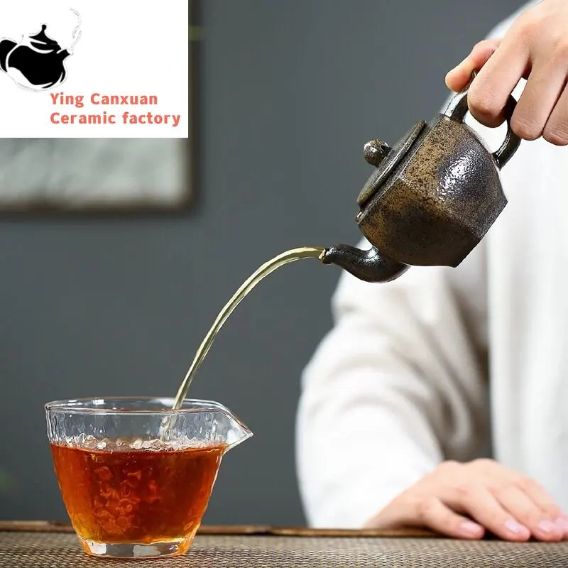 Yixing Zisha Teapot Wood-fired All Handmade Six-square Palace Lantern Teapot Kung Fu Tea Set Teapot Small Capacity 150ml