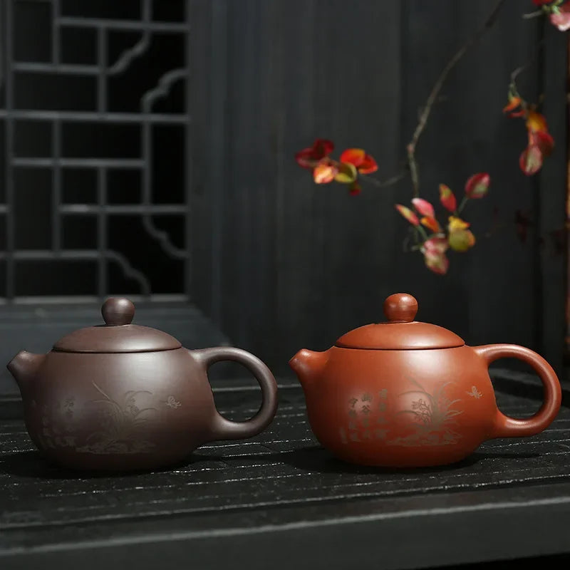 Yixing Zisha Xishi Teapot Chinese Handmade Kung Fu Teaware Tea Pots Ball Shaped Tea Infuser Authentic Beauty Tea Kettle Set