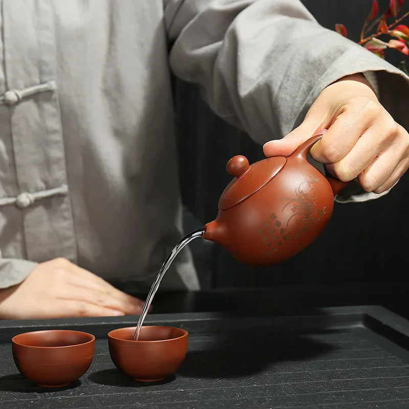 Yixing Zisha Xishi Teapot Chinese Handmade Kung Fu Teaware Tea Pots Ball Shaped Tea Infuser Authentic Beauty Tea Kettle Set