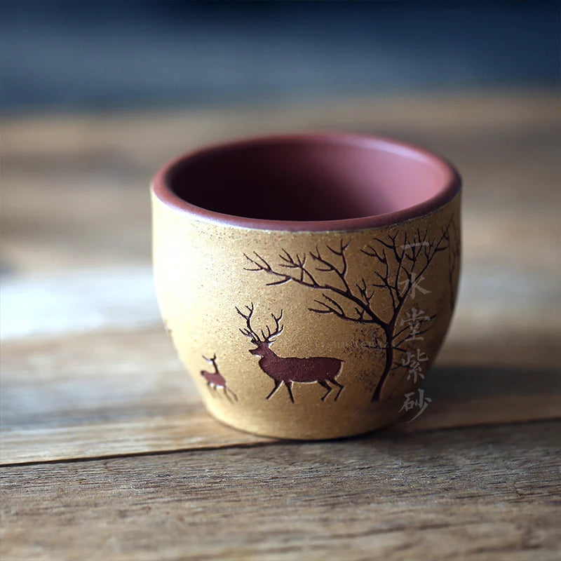 Yixing Zisha teapot Zisha tea cup Master Cup single cup clear water mud slurry jar shaped plum deer cup collection
