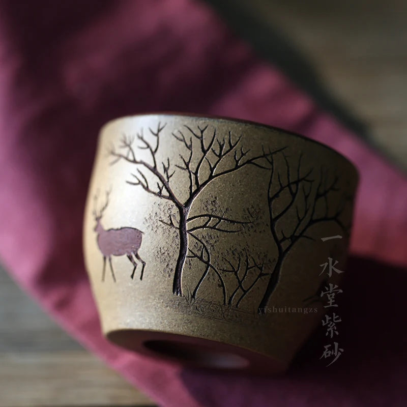 Yixing Zisha teapot Zisha tea cup Master Cup single cup clear water mud slurry jar shaped plum deer cup collection