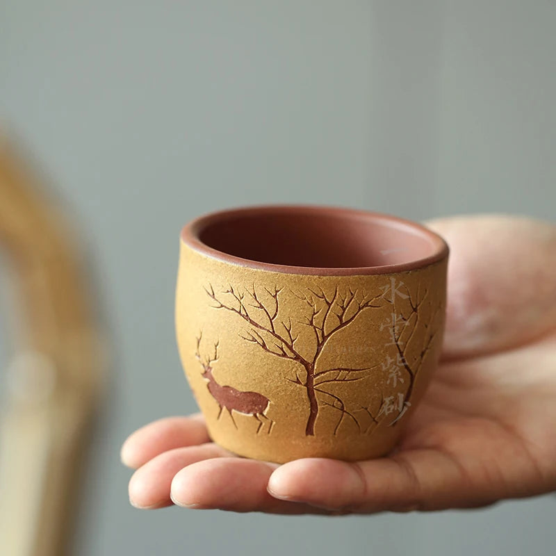 Yixing Zisha teapot Zisha tea cup Master Cup single cup clear water mud slurry jar shaped plum deer cup collection