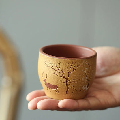 Yixing Zisha teapot Zisha tea cup Master Cup single cup clear water mud slurry jar shaped plum deer cup collection