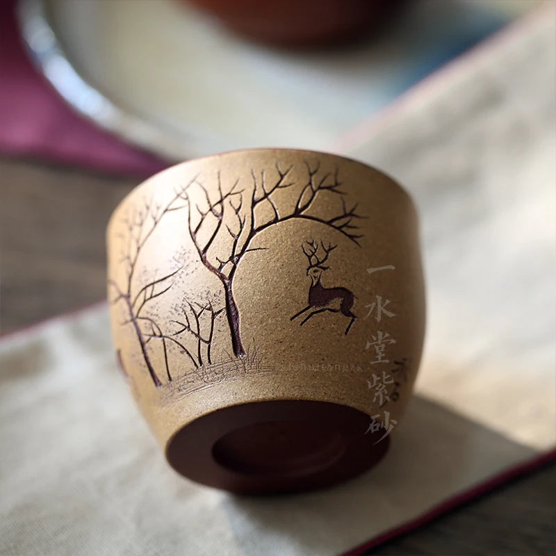 Yixing Zisha teapot Zisha tea cup Master Cup single cup clear water mud slurry jar shaped plum deer cup collection