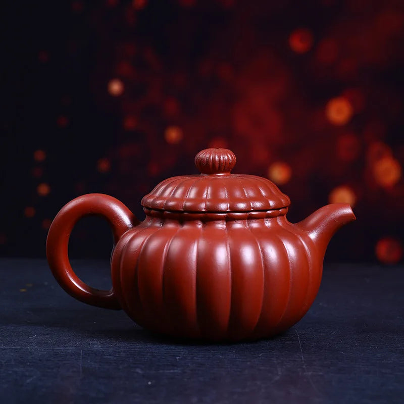 Yixing dahongpao Handmade Purple Clay Pot Raw Mine Small Coal Kiln Red Mud Red Jade Eggplant Melon Kung Fu Chinese Tea Pot 310ml