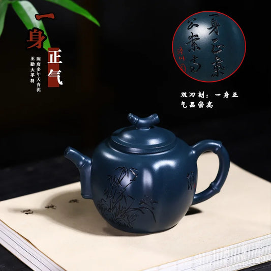 Yixing handmade purple clay pot is stale and falls on the slope Plum orchid bamboo chrysanthemum kungfu tea set Chinese teapot