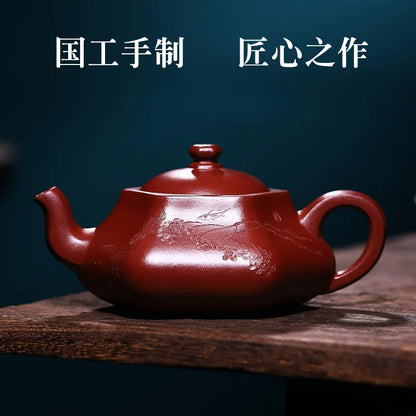 Yixing handmade purple clay pot original mine bottom slot clear bamboo rhyme Xishi kungfu tea set Chinese teapot 260ml