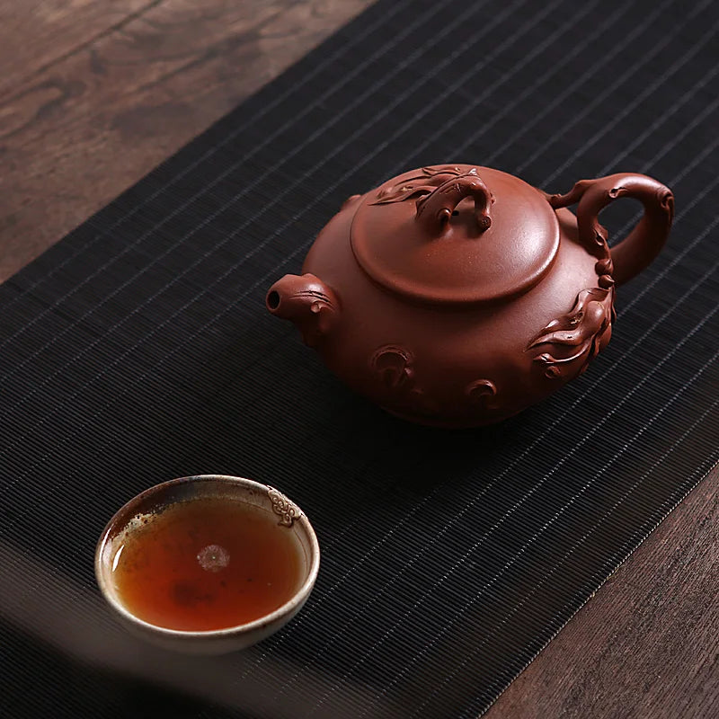 Yixing monohydrate hall are recommended by ore all hand kung fu tea set bottom groove of qing peach pot of 470 ml