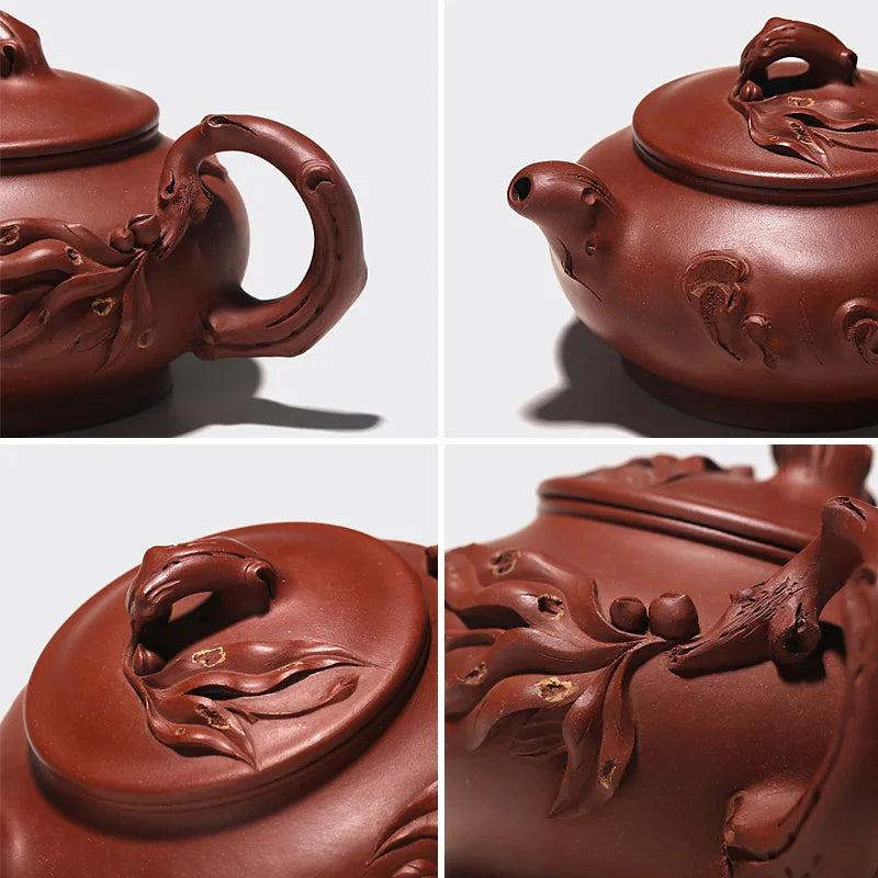 Yixing monohydrate hall are recommended by ore all hand kung fu tea set bottom groove of qing peach pot of 470 ml