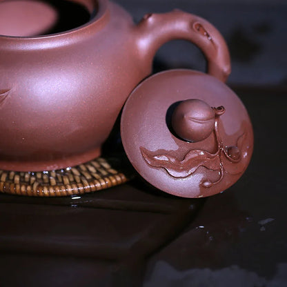 Yixing monohydrate hall are recommended by the manual undressed ore qing cement bowl peach pot decals teapot tea 410 ml