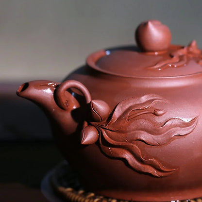 Yixing monohydrate hall are recommended by the manual undressed ore qing cement bowl peach pot decals teapot tea 410 ml