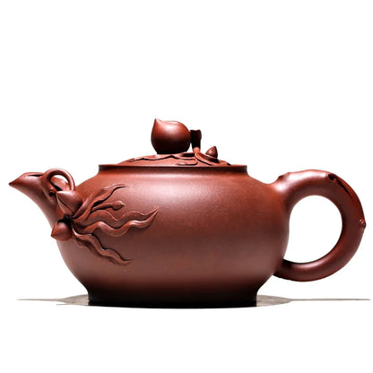 Yixing monohydrate hall are recommended by the manual undressed ore qing cement bowl peach pot decals teapot tea 410 ml