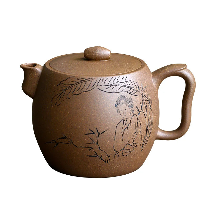 Yixing monohydrate hall are recommended pure manual famous old mud carved lotus nut draw banana recommended 290 ml