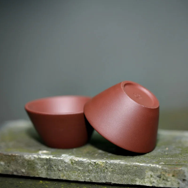 Yixing purple clay pot kungfu tea set tea cup small cup tea cup tea bowl handmade old purple clay bamboo hat cup