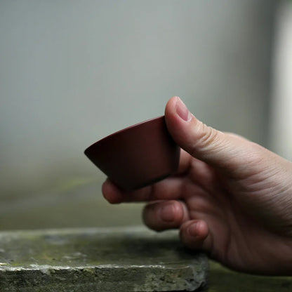 Yixing purple clay pot kungfu tea set tea cup small cup tea cup tea bowl handmade old purple clay bamboo hat cup