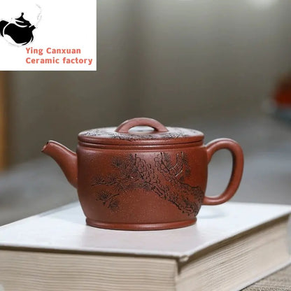 Yixing purple clay pot raw mine downslope mud pine wind Han tile handmade purple sand pot kung fu tea ceremony household tea set