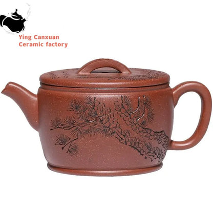 Yixing purple clay pot raw mine downslope mud pine wind Han tile handmade purple sand pot kung fu tea ceremony household tea set