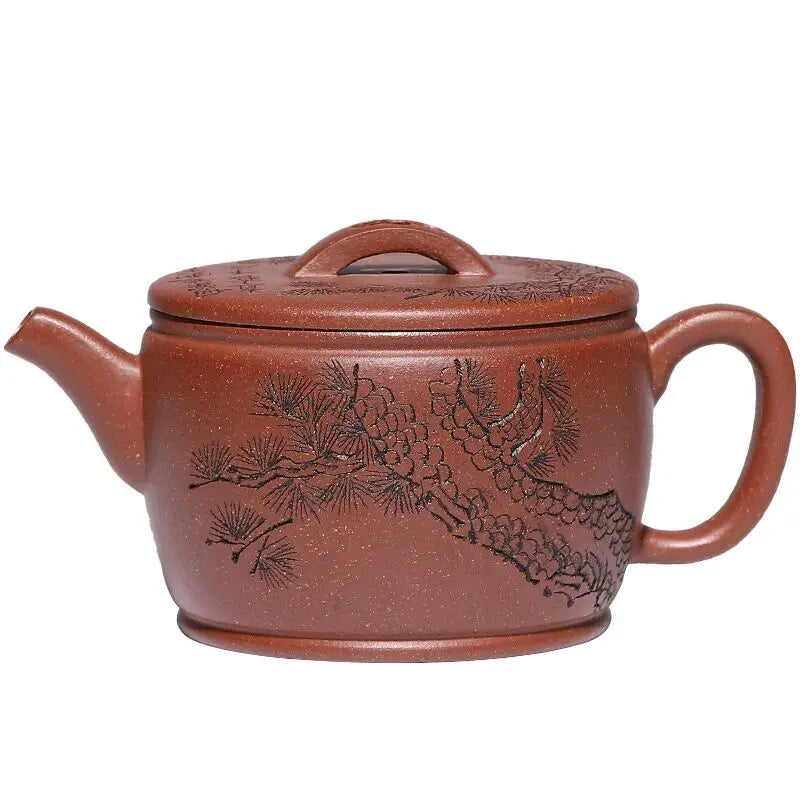 Yixing purple clay pot raw mine downslope mud pine wind Han tile handmade purple sand pot kung fu tea ceremony household tea set