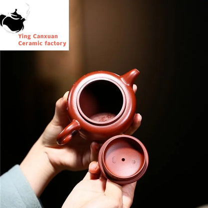 Yixing purple clay teapot handmade raw ore Dahongpao engraving Admiralty teapot 220cc Kung Fu tea set teapot