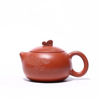 Yixing purple clay teapot handmade vermilion moiré Xishi teapot Kungfu tea set large capacity 400ml teapot
