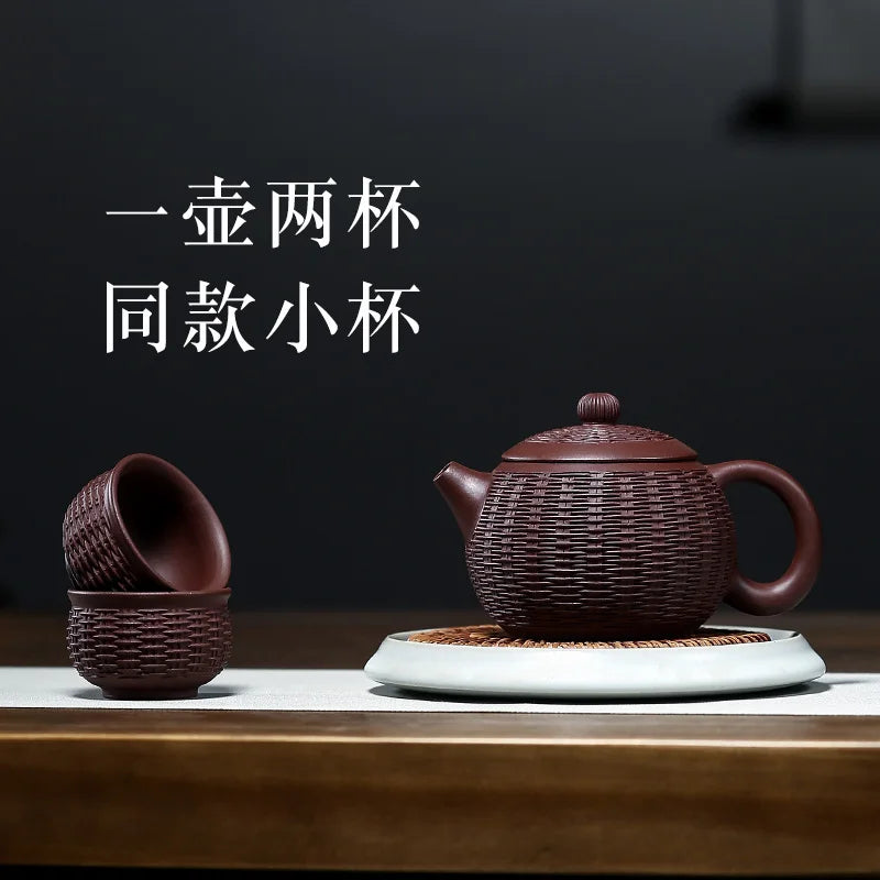 Yixing purple clay teapot is a pure handmade teapot with inner wall decorated with Kung Fu Tea