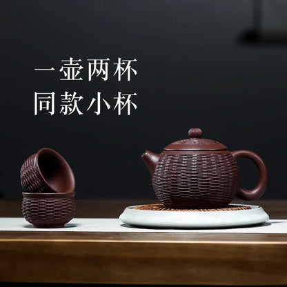 Yixing purple clay teapot is a pure handmade teapot with inner wall decorated with Kung Fu Tea
