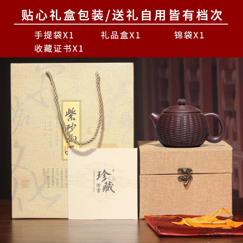 Yixing purple clay teapot is a pure handmade teapot with inner wall decorated with Kung Fu Tea
