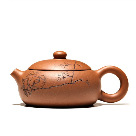 Yixing purple clay teapot pure manual Duan Ni Bian Xishi household tea making handle Xishi Teapot Tea Set raw material