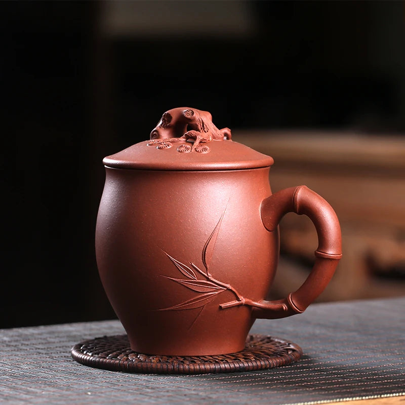 Yixing purple sand cup kung fu tea cup single cup with cover cup all hand make tea cup poetic cup 420 ml