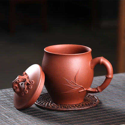Yixing purple sand cup kung fu tea cup single cup with cover cup all hand make tea cup poetic cup 420 ml