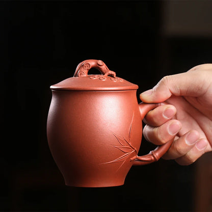 Yixing purple sand cup kung fu tea cup single cup with cover cup all hand make tea cup poetic cup 420 ml