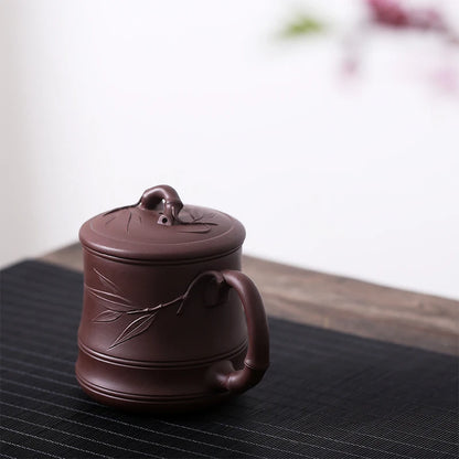 Yixing purple sand cup kung fu tea cup with cover cup pure handmade glass tank filter asparagus tea cup