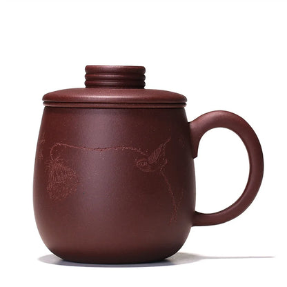 Yixing purple sand cup pot of kung fu tea cup with cover manual cover glass tank filter tea 410 cc