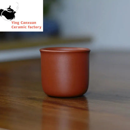 Yixing purple sand cup raw ore Zhu mud hand lettering cup kung fu tea set tea cup 4-piece set capacity 100ml