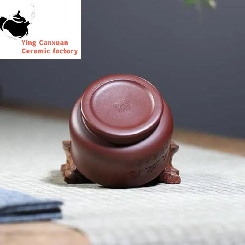Yixing purple sand cup raw ore old purple mud Houde carrier cup pure hand-lettering tea cup 130ml