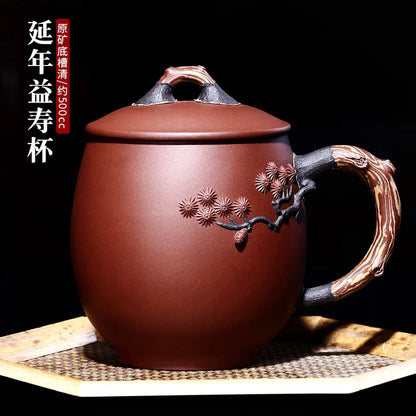 Yixing purple sand cup really pure manual cover cup tea cup tea service office glass cup prolong life